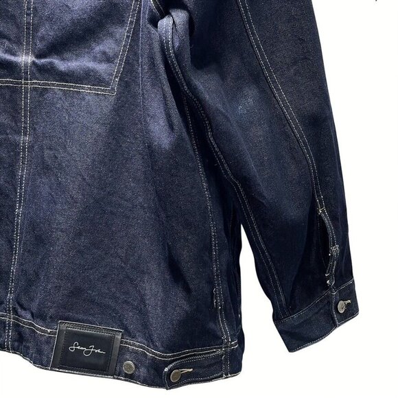 Sean John Mens XXL Denim Jacket Dark Blue - Picture 8 of 11